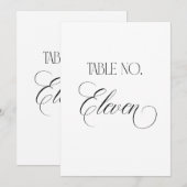 Luxe Script 5x7 Wedding Table Number Eleven Sign Kaart (Voorkant / Achterkant)