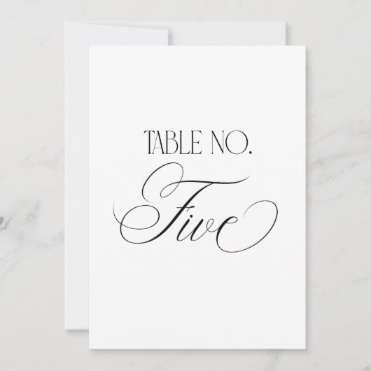 Luxe Script 5x7 Wedding Table Number Five Sign Kaart (Voorkant)