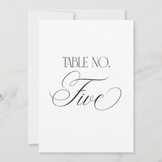 Luxe Script 5x7 Wedding Table Number Five Sign Kaart (Achterkant)