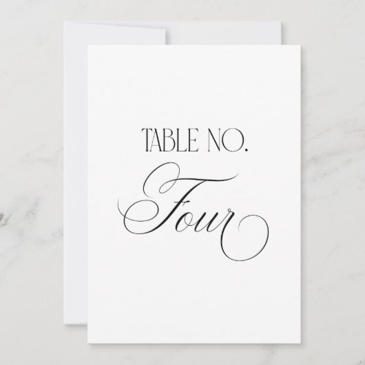 Luxe Script 5x7 Wedding Table Number Four Sign Kaart (Voorkant)
