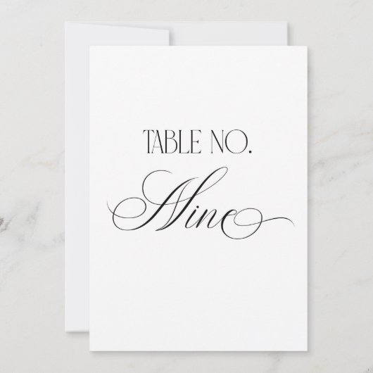 Luxe Script 5x7 Wedding Table Number Nine Sign Kaart (Achterkant)