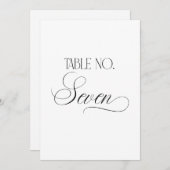 Luxe Script 5x7 Wedding Table Number Seven Sign Kaart (Voorkant / Achterkant)