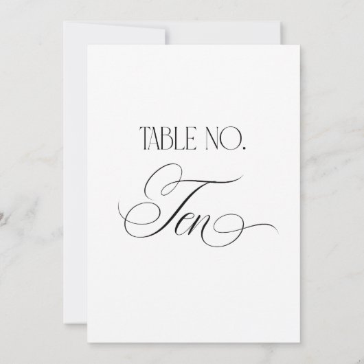 Luxe Script 5x7 Wedding Table Number Ten Sign Kaart (Achterkant)
