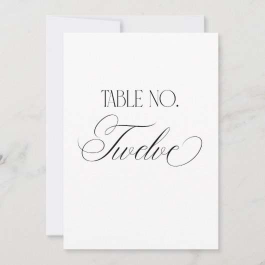 Luxe Script 5x7 Wedding Table Number Twelve Sign Kaart (Voorkant)
