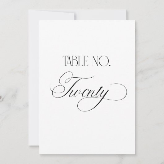 Luxe Script 5x7 Wedding Table Number Twenty Sign Kaart (Voorkant)