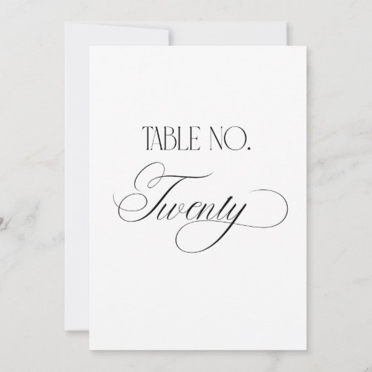 Luxe Script 5x7 Wedding Table Number Twenty Sign Kaart (Achterkant)