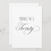 Luxe Script 5x7 Wedding Table Number Twenty Sign Kaart (Voorkant / Achterkant)