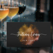 Luxe Script Black Gold Holographic Event Planner Visitekaartje
