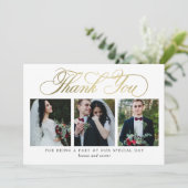 Luxe script bruiloft dank u kaart faux Folie (Staand voorkant)