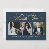 Luxe script bruiloft dank u kaart faux Folie (Voorkant)