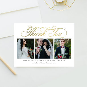 Luxe script bruiloft dank u kaart faux Folie