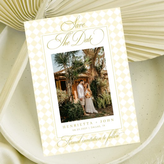 Luxe Script Citrus Geel Verfijnd Zomer Huwelijk Save The Date