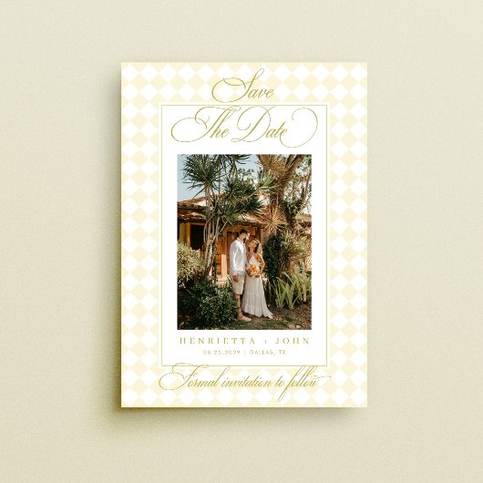 Luxe Script Citrus Yellow Refined Summer Wedding Save The Date