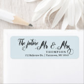 Luxe script De toekomst Mr en Mrs Light Blue Etiket (Insitu)