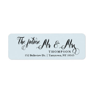 Luxe script De toekomst Mr en Mrs Light Blue Etiket