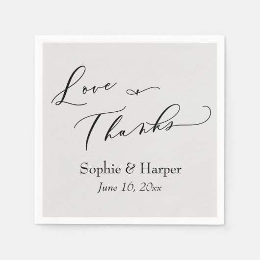 Luxe script eenvoudige typografie Liefde & Dank Gr Servet (Voorkant)