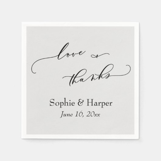 Luxe script eenvoudige typografie Liefde & Dank Gr Servet (Voorkant)