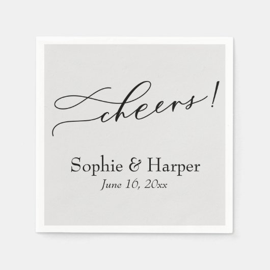 Luxe script eenvoudige typografie Proost! Grijs Servet (Voorkant)