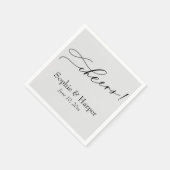 Luxe script eenvoudige typografie Proost! Grijs Servet (Hoek)