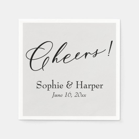 Luxe script eenvoudige typografie Proost! Grijs Servet (Voorkant)