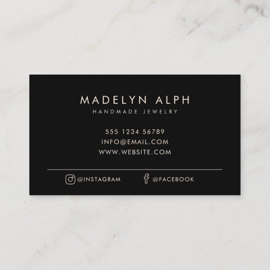 Luxe Script Logo Zwart Sieraden Visitekaartje (Achterkant)