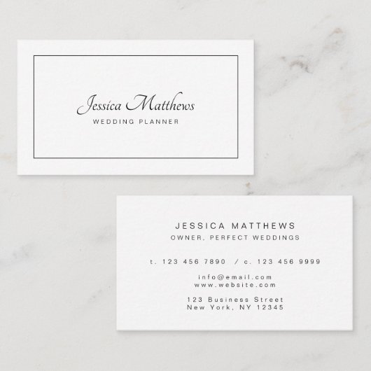 Luxe script minimaal modern visitekaartje (Voorkant / Achterkant)