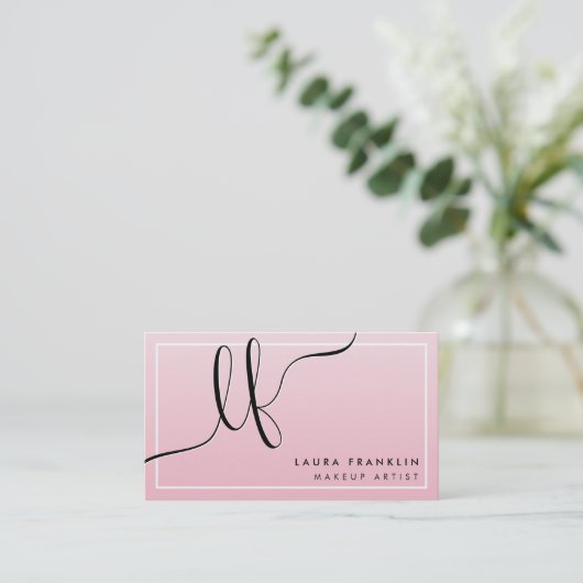 LUXE SCRIPT modern minimaal initiaal logo Visitekaartje (Staand voorkant)