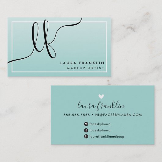 LUXE SCRIPT modern minimaal initiaal logo Visitekaartje (Voorkant / Achterkant)