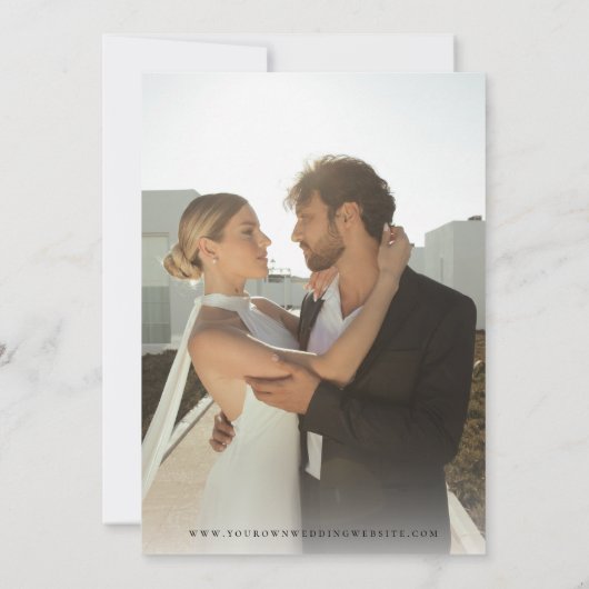 Luxe Script Modern Minimal Photo Wedding Kaart (Achterkant)