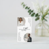Luxe Script Monogram Makelaars Foto's Visitekaartje (Staand voorkant)