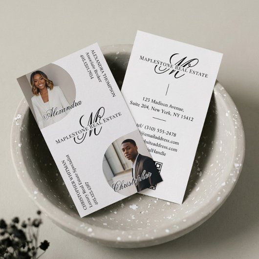 Luxe Script Monogram Makelaars Foto's Visitekaartje