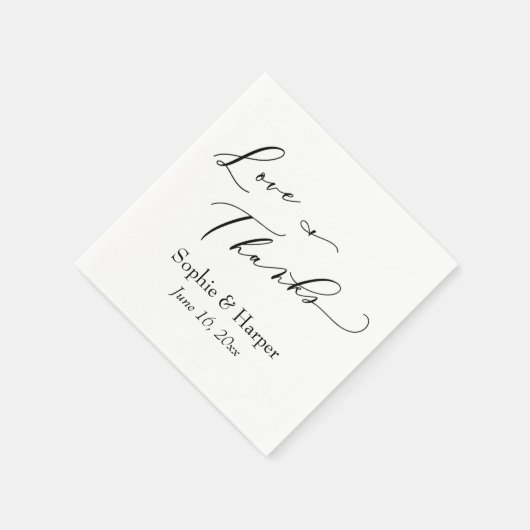 Luxe Script Simple Typography Love & Bedankt Servet (Hoek)
