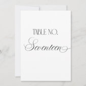 Luxe Script Trouwtafel Nummer Zeventien Bord Kaart (Voorkant)