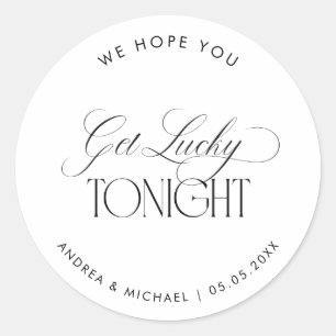 Luxe Script We Hope You Get Lucky Huwelijksgunst Ronde Sticker