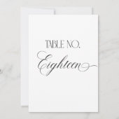 Luxe Script Wedding Table Number Eighteen Sign Kaart (Achterkant)