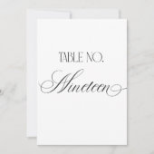 Luxe Script Wedding Table Number Nineteen Sign Kaart (Voorkant)