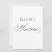 Luxe Script Wedding Table Number Nineteen Sign Kaart (Achterkant)