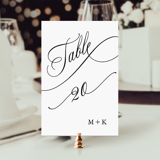 Luxe script zwart-wit trouwgetal 20, kaart