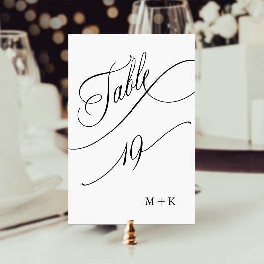 Luxe script zwart-wit trouwnummer 19, kaart