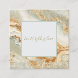 Luxe Seafoam Green Blauwgroen & Gold Agate Visitek Vierkante Visitekaartje