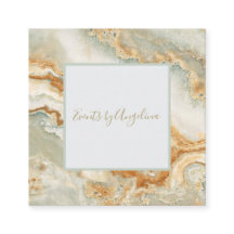 Luxe Seafoam Green Blauwgroen & Gold Agate Visitek