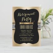 Luxe Sequin Belt Black & Gold Retirement Party Kaart (Staand voorkant)