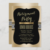 Luxe Sequin Belt Black & Gold Retirement Party Kaart (Voorkant / Achterkant)