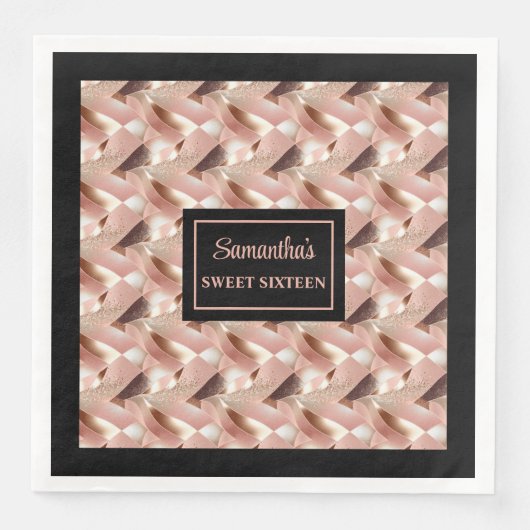 Luxe servetten Gepersonaliseerd Roos Goud en Zwart (Voorkant)