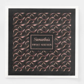 Luxe servetten Glanzend roze goud en zwart (Voorkant)