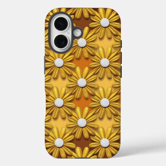 Luxe Seventies Yellow Daisies iPhone 16 Hoesje (Achterkant)