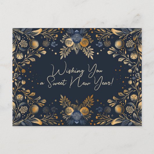 Luxe Shana Tova - blauw & geel Briefkaart (Voorkant)