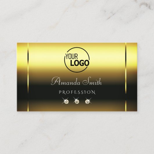 Luxe Shimmery Gold Sparkle Diamonds toevoegen Logo Visitekaartje (Voorkant)