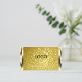 Luxe Shimmery Golden Yellow Glitter en Logo Visitekaartje (Staand voorkant)