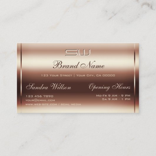 Luxe Shimmery Roos Golden Faux 3D Initialen Visitekaartje (Achterkant)